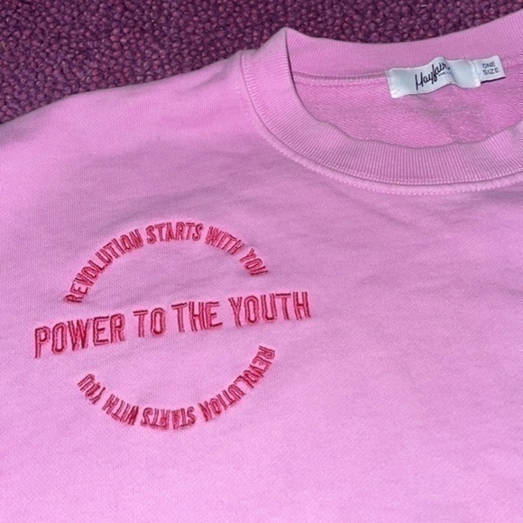 Mayfair the label power to the youth crew pullover sweatshirt in lilac one size - Picture 5 of 12